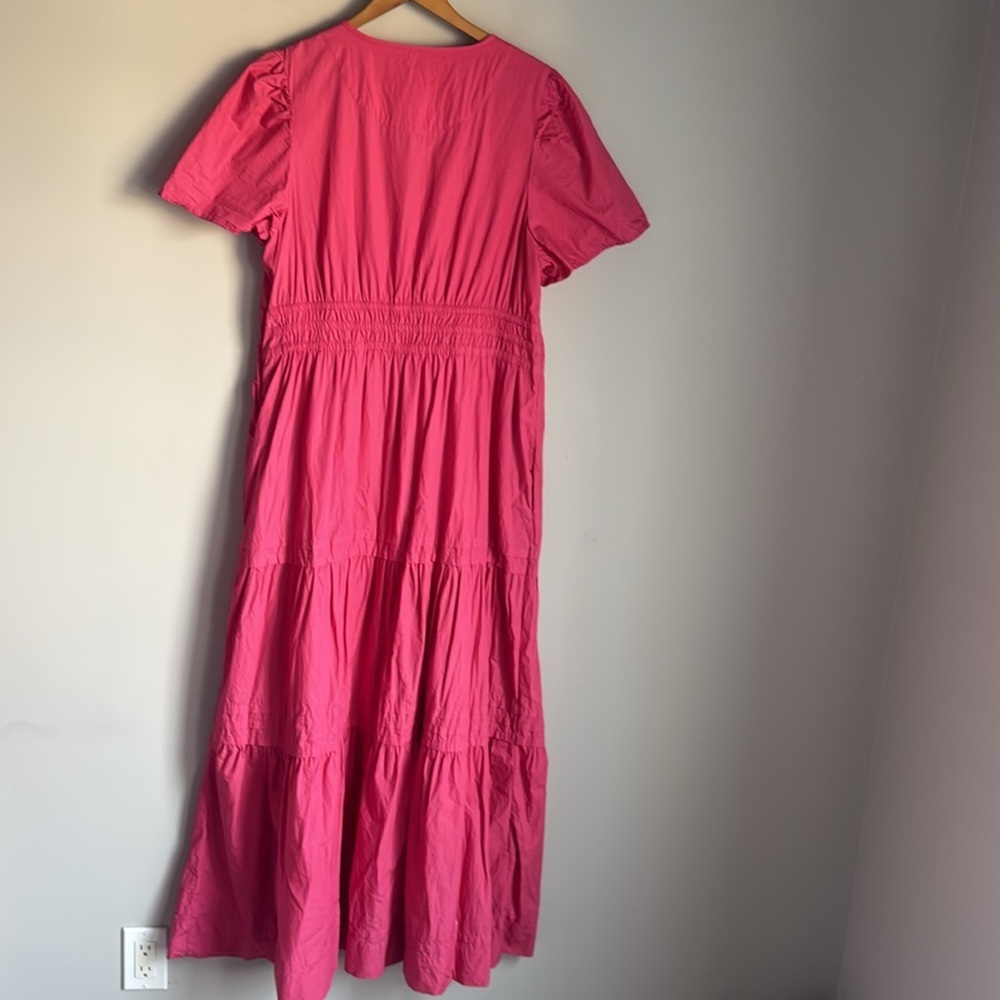 Quince Hot Pink Short-Sleeve Tiered Maxi Dress - Picture 8 of 13